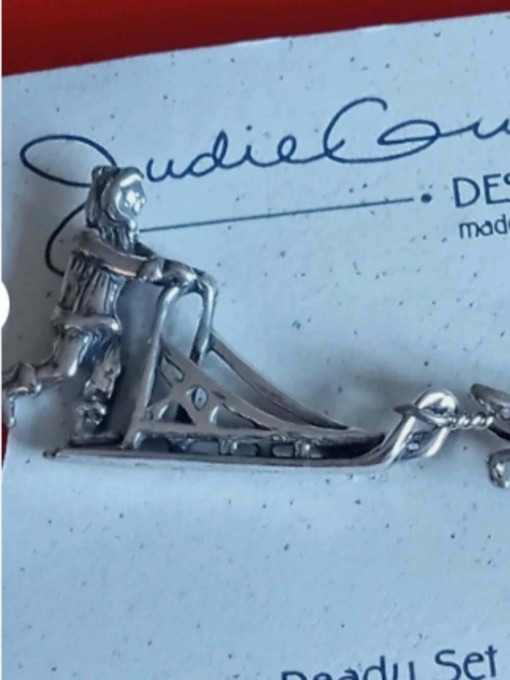 Alaskan Sled Dog Pin Brooch Vintage Judie Gumm Sterling Silver 925